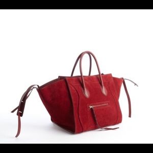 Céline Burgundy Suede Medium Phantom Luggage
